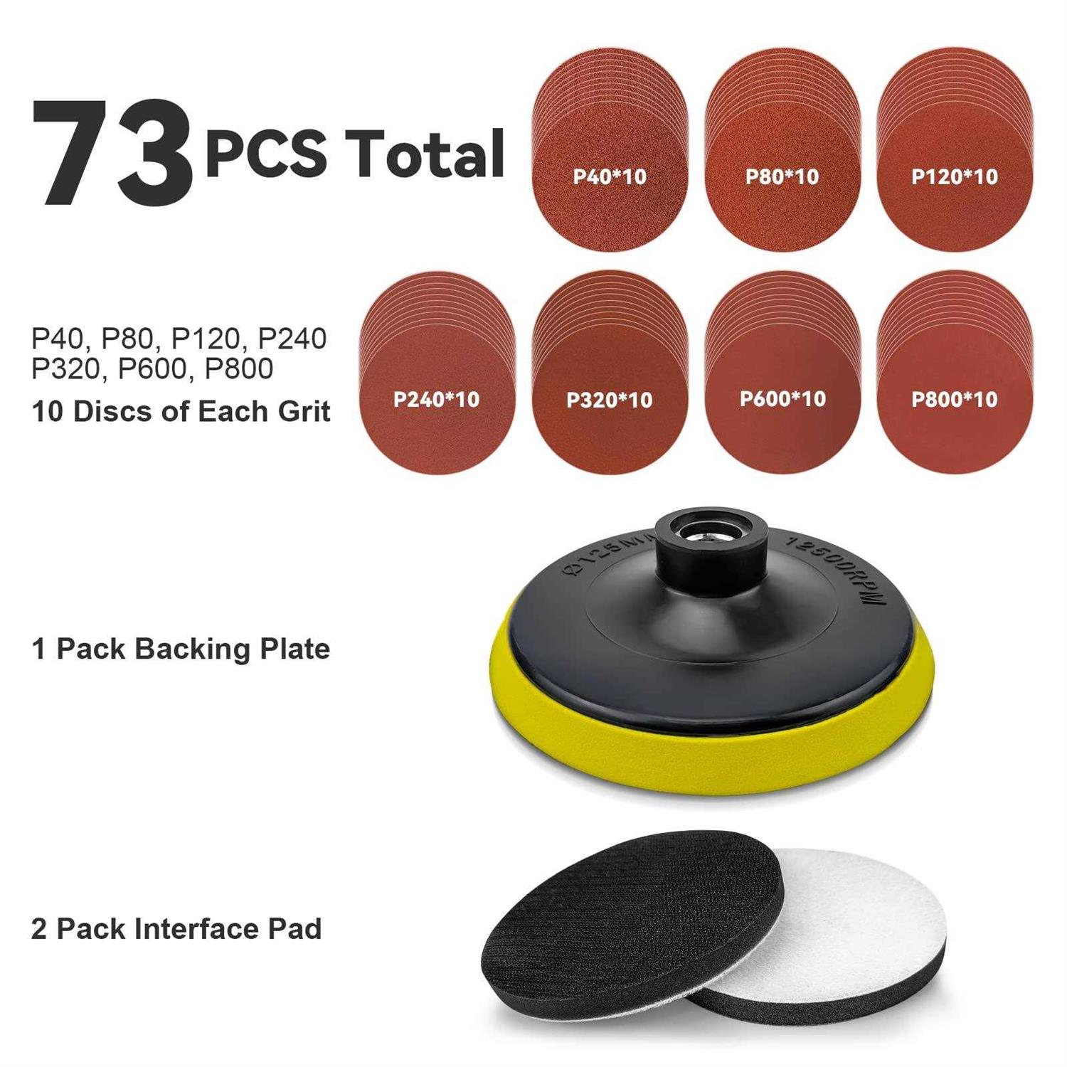 Toovem A Family Of Manufacturers Toovem Angle Grinder Sanding Disc, Hook and Loop Backing Pad with Sanding Discs and Foam Buffering - Image 3