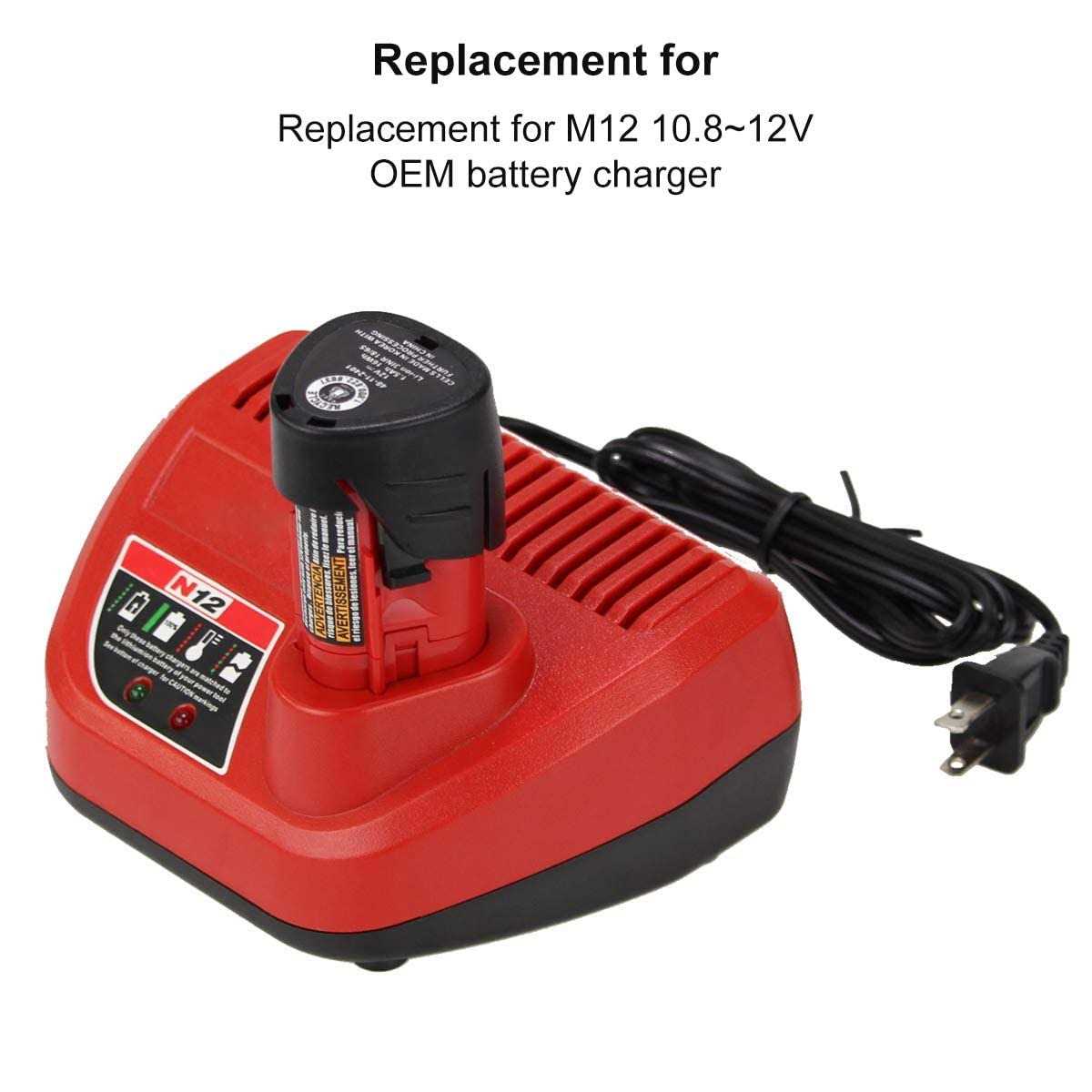 Replacement Charger Compatible with 12 Volt Battery Charger Genuine OEM Compatible with 48-59-2401 Lithium Ion Battery with LED Indicating - Image 3