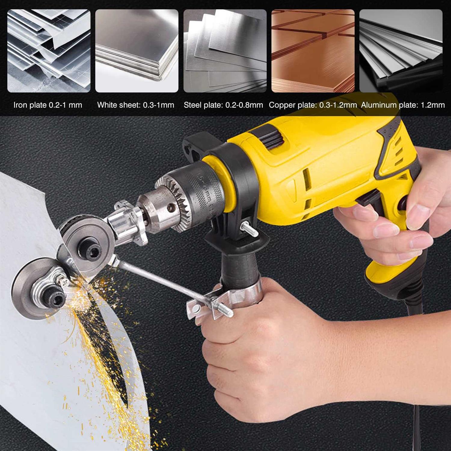 WESTCOLD Electric Drill Plate Cutter Attachment Metal Cutter Sheet Metal Cutter Drill Attachment Double Headed Drill Plate Cutter Drill Attachment - Image 5