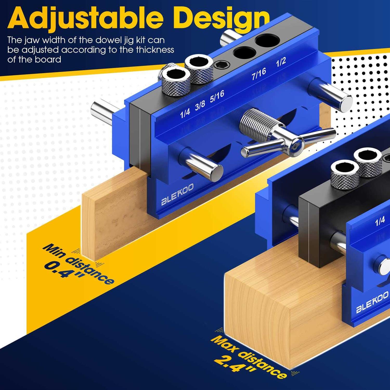 BLEKOO Self Centering Doweling Jig Kit Drill Jig For Straight Holes Biscuit Joiner Set With 6 Drill Guide Bushings - Image 5