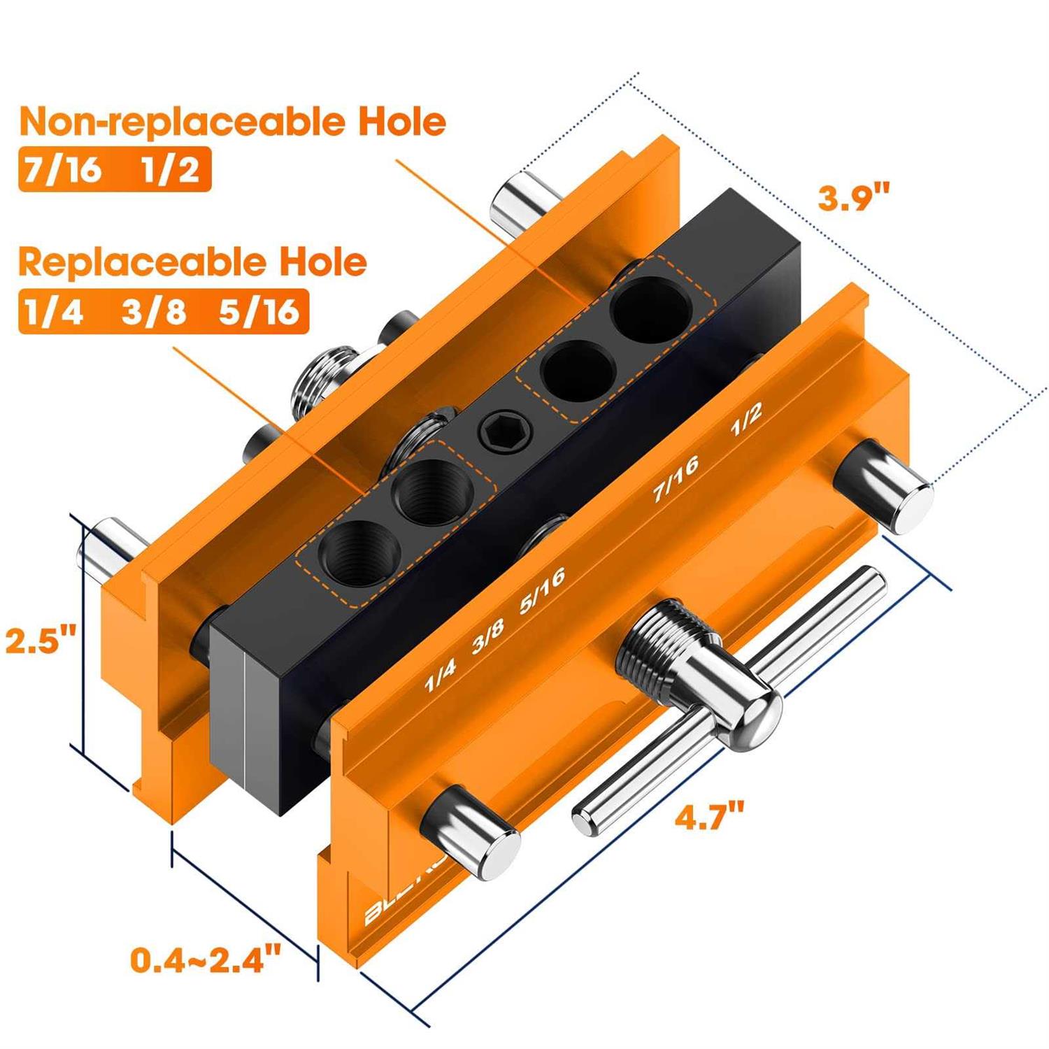 BLEKOO Self Centering Doweling Jig Kit Drill Jig For Straight Holes Biscuit Joiner Set With 6 Drill Guide Bushings - Image 4