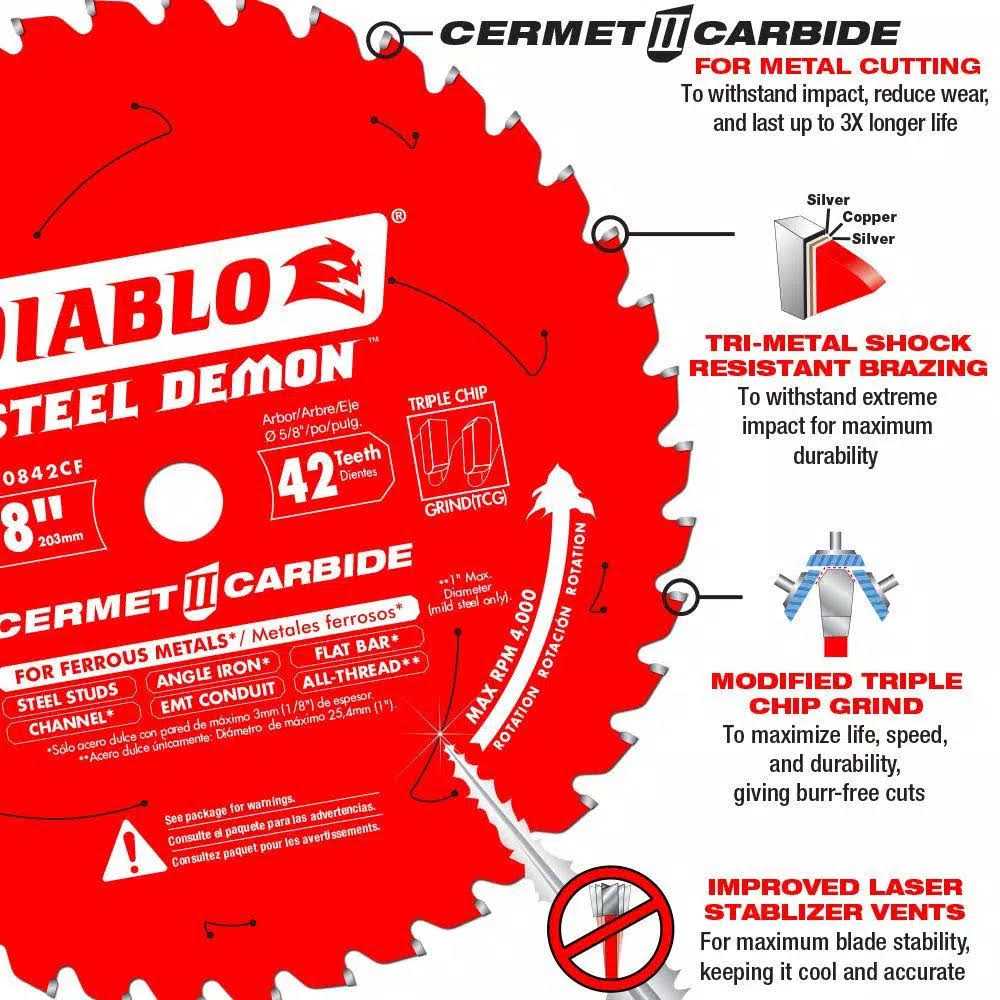 Diablo 8-in. 42-Tooth Cermet II Saw Blade D0842CF - Image 3