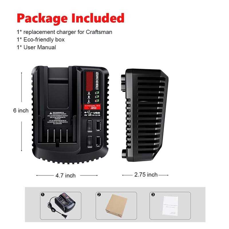 V20 Battery Fast Charger CMCB104 WaxPar CMCB104 Battery Charger Compatible with Craftsman V20 Lithium Battery CMCB204 CMCB202 CMCB201 CMCB209 - Image 4