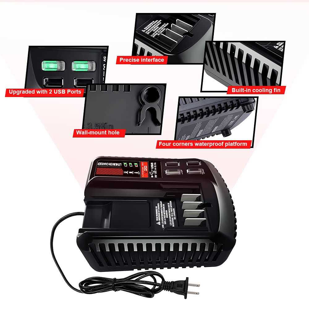 V20 Battery Fast Charger CMCB104 WaxPar CMCB104 Battery Charger Compatible with Craftsman V20 Lithium Battery CMCB204 CMCB202 CMCB201 CMCB209 - Image 5