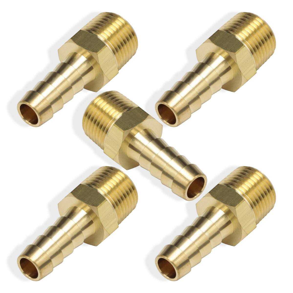 Boeray 5pcs Brass Hose Barb Fittings Barb Male NPT Thread Air Hose Fitting Adapter - Image 3