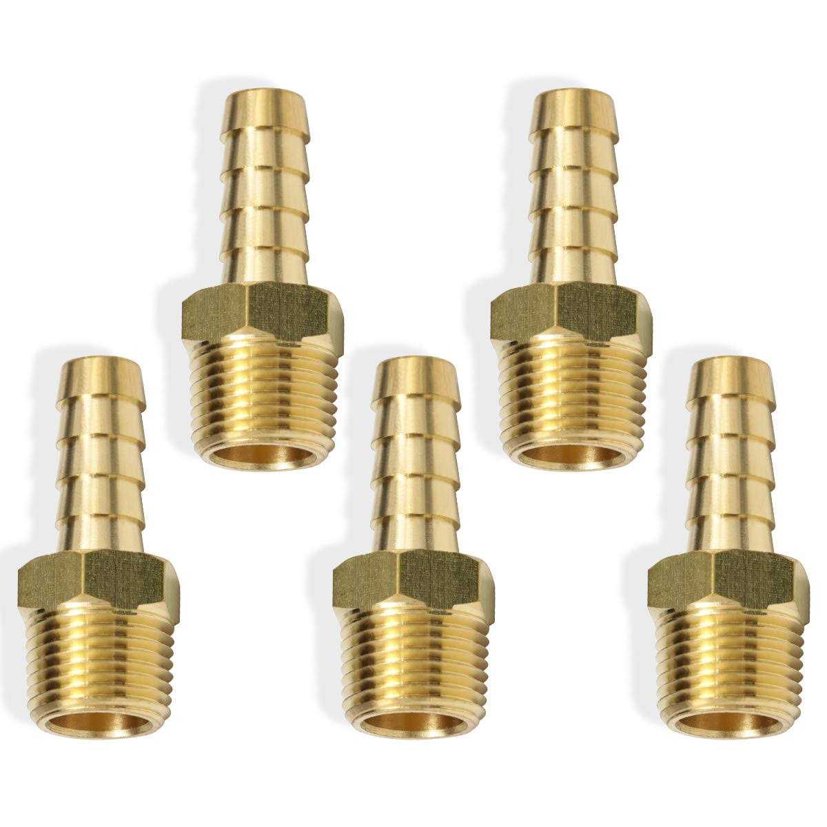 Boeray 5pcs Brass Hose Barb Fittings Barb Male NPT Thread Air Hose Fitting Adapter - Image 4