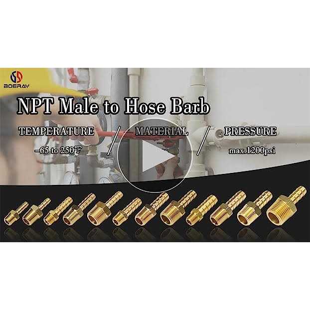 Boeray 5pcs Brass Hose Barb Fittings Barb Male NPT Thread Air Hose Fitting Adapter - Image 5