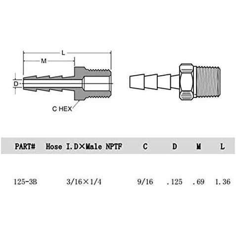 Boeray 5pcs Brass Hose Barb Fittings Barb Male NPT Thread Air Hose Fitting Adapter - Image 3