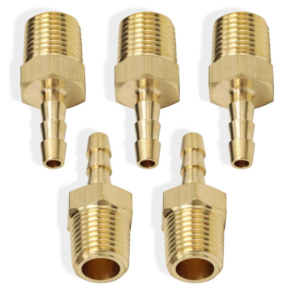 Boeray 5pcs Brass Hose Barb Fittings Barb Male NPT Thread Air Hose Fitting Adapter - Image 4