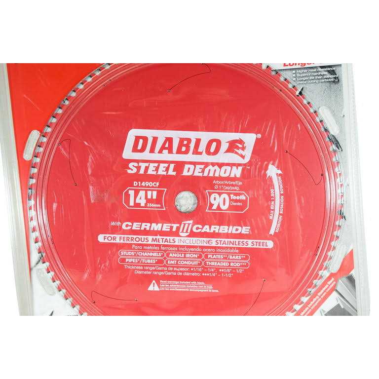 Diablo D1490CF 14 in x 90 Tooth Steel Demon Metal Cutting Saw Blade - Image 5