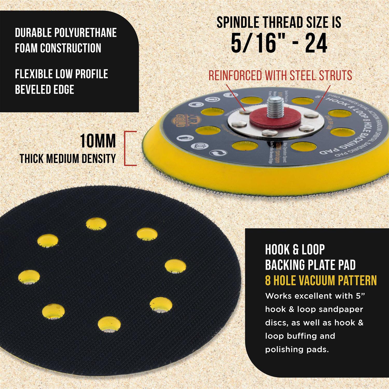 Dura-gold Pro Series Hook & Loop DA Backing Plate Pad - Image 4