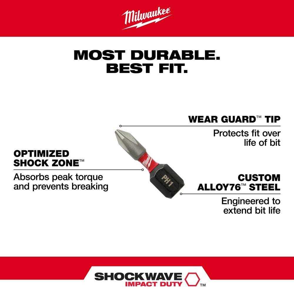 Milwaukee-48-32-5009 SHOCKWAVE Impact Phillips #2 Insert Bits with Bit Holder - Image 4