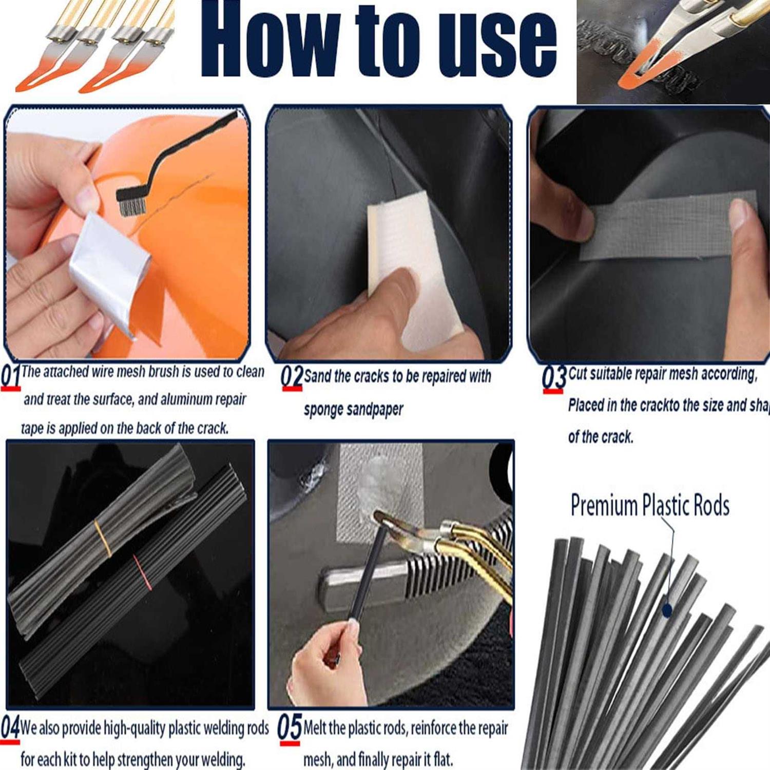 Upgraded 150W Plastic Welder Bumper Repair Kit,2-in-1 Plastic Welding Kit 800PCS Hot Staples & 30pcs Plastic Welding Rods,Hot Stapler Plastic Repair - Image 4