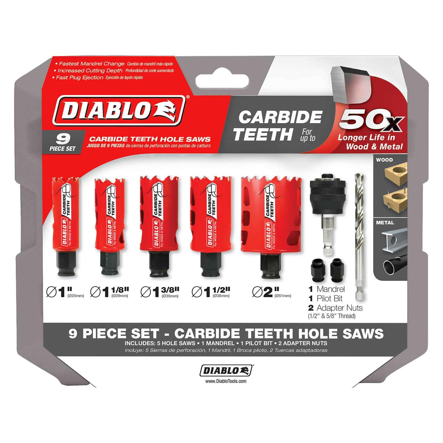 Diablo DHS13SPLCT 13 pc Carbide Plumbers Hole Saw Set - Image 4