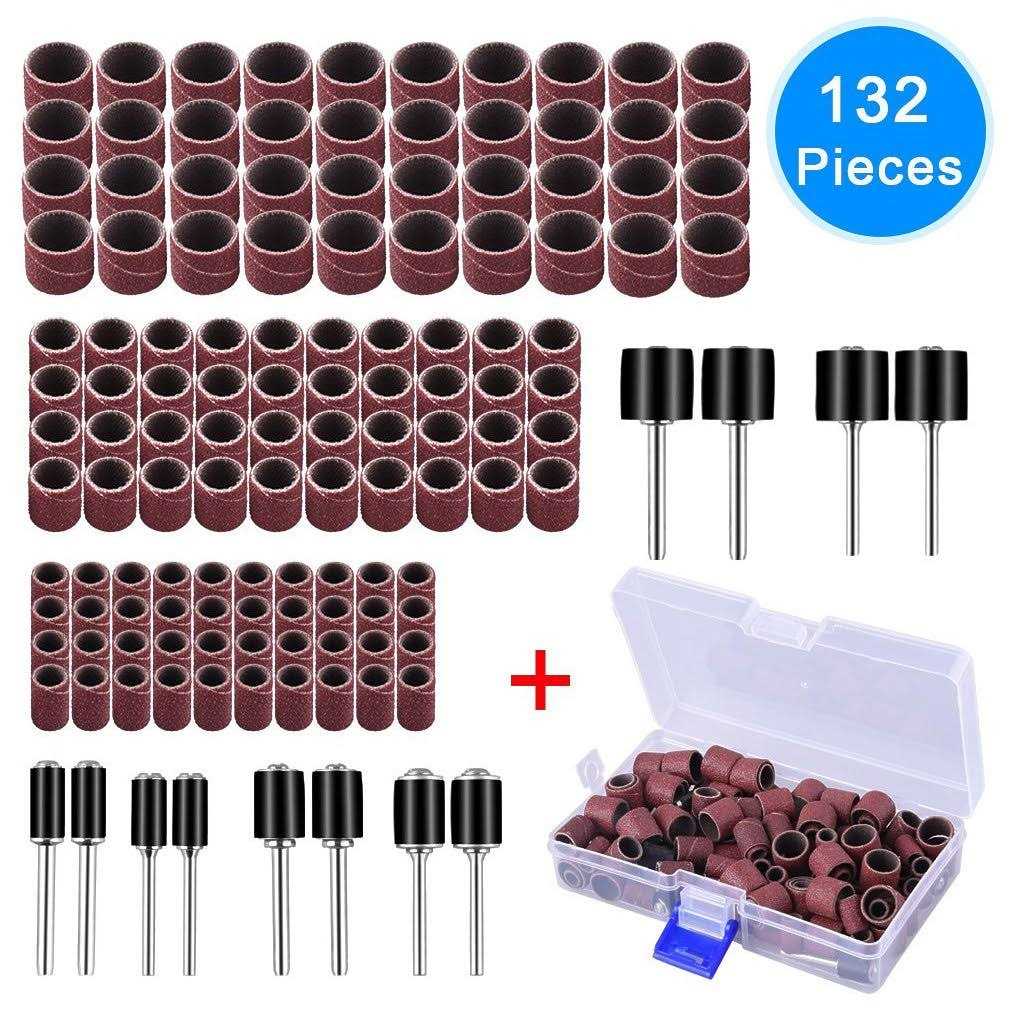 Austor 132 Pieces Sanding Drum Set with Free Box Including 120 Pieces Drum Sander Sanding Sleeves and 12 Pieces Drum Mandrels for Dremel Rotary Tool - Image 4