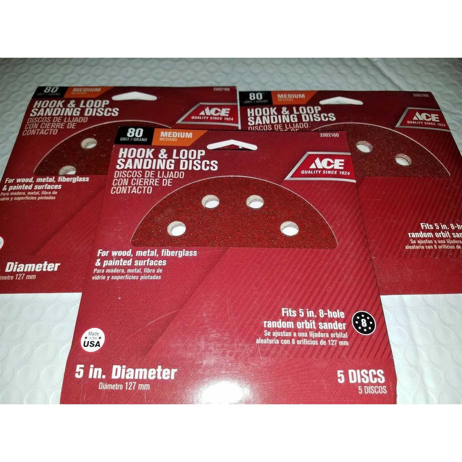 Ace Hook and Loop Sanding Disc Grit 8 Hole 5 Pk - Image 4