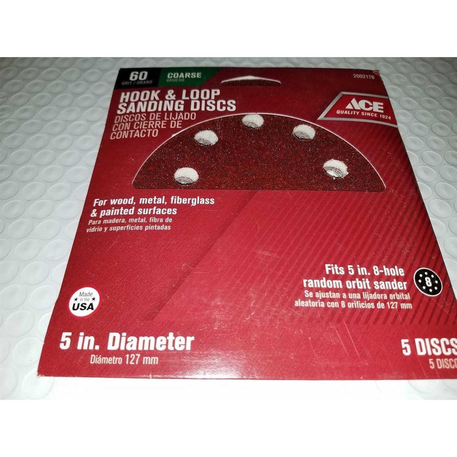 Ace Hook and Loop Sanding Disc Grit 8 Hole 5 Pk - Image 5
