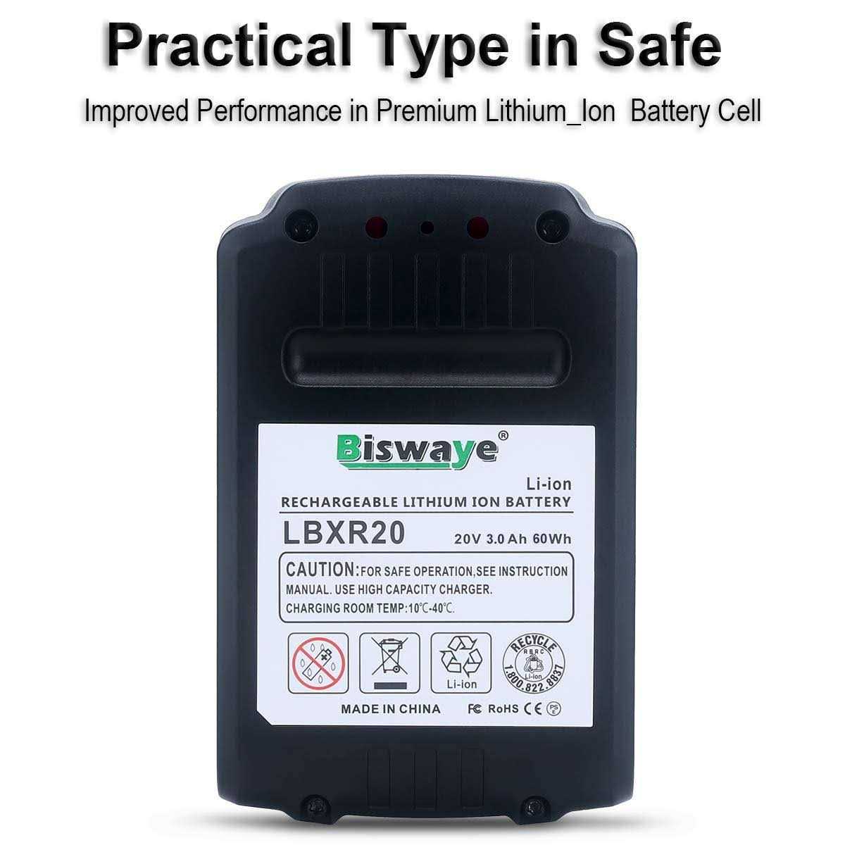 Biswaye 2-Pack 4.0Ah 20V Lithium Battery LBXR20 Replacement for Black and Decker 20V MAX Lithium Battery LBXR2520 LBXR2020-OPE LBX20 LBXR20B-2 - Image 4