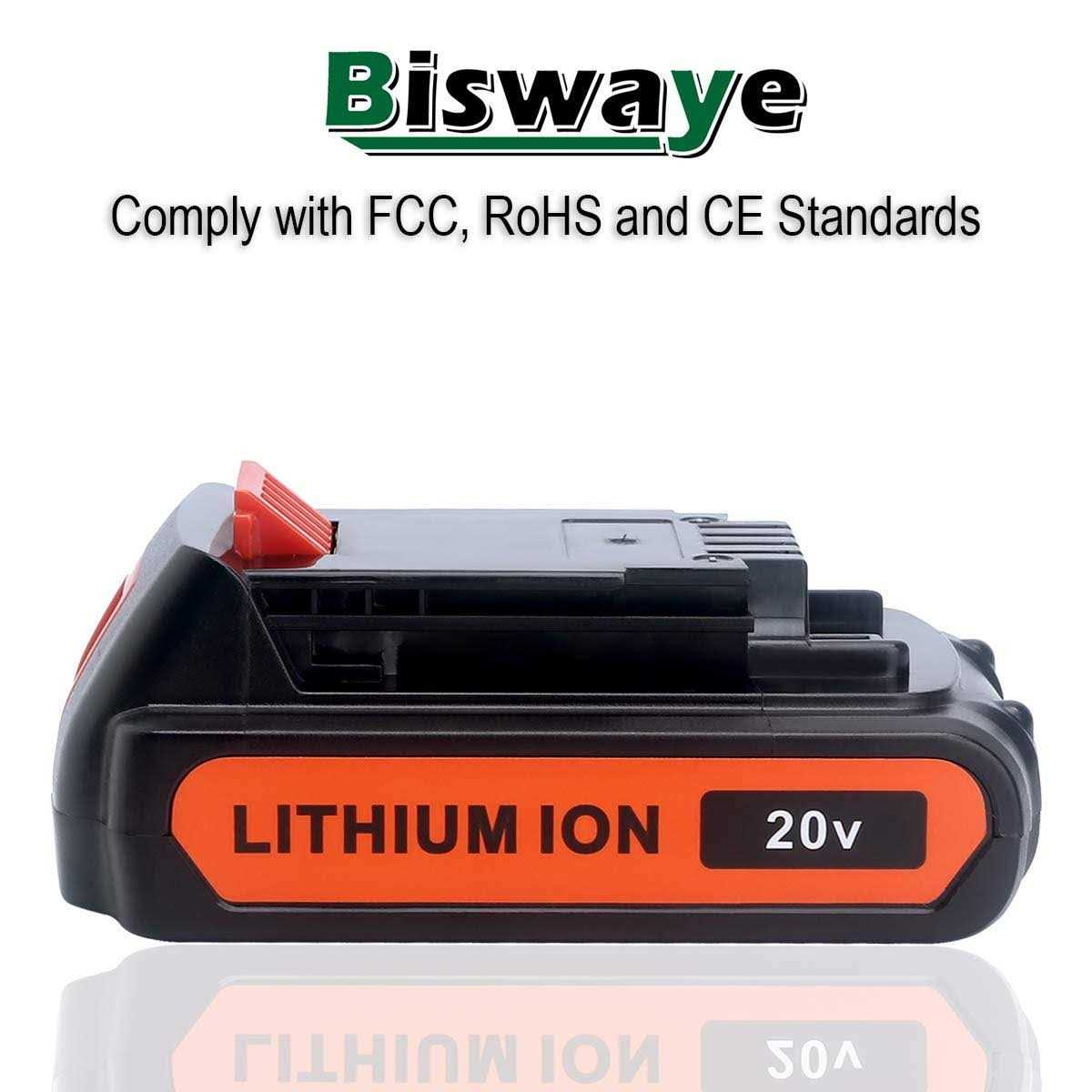 Biswaye 2-Pack 4.0Ah 20V Lithium Battery LBXR20 Replacement for Black and Decker 20V MAX Lithium Battery LBXR2520 LBXR2020-OPE LBX20 LBXR20B-2 - Image 5