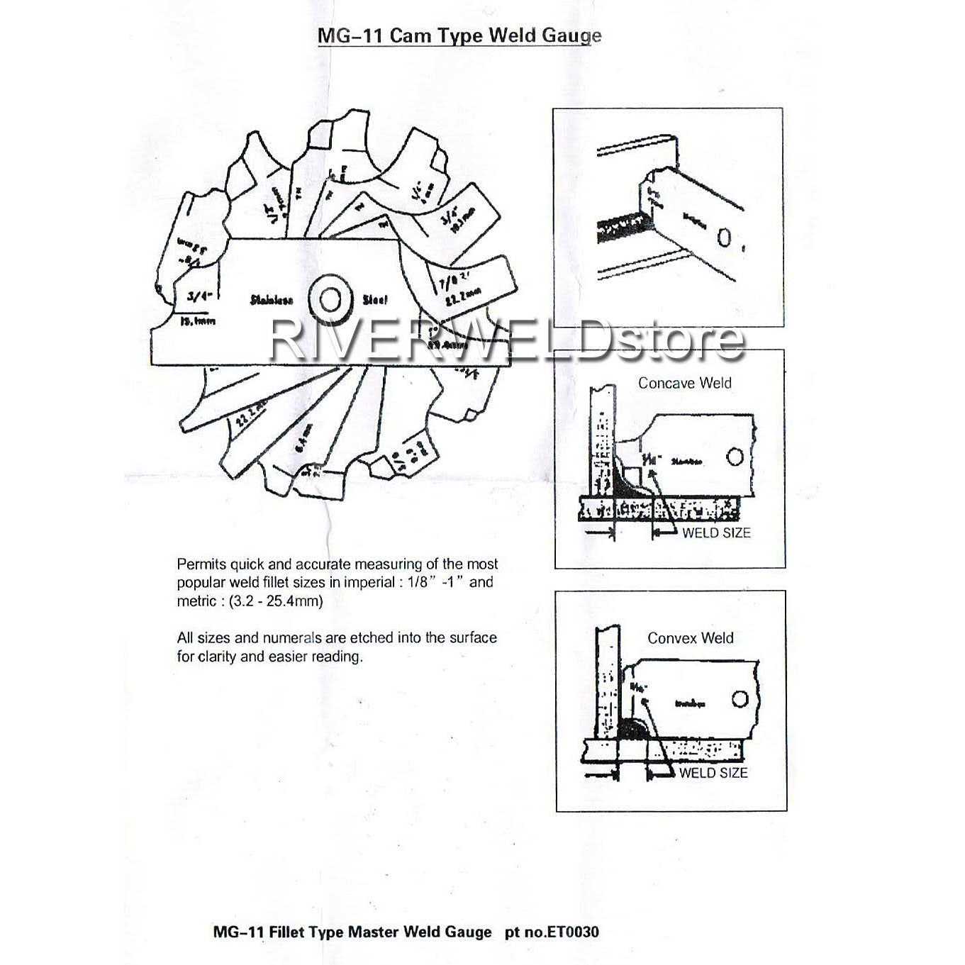 RIVERWELD 7piece Fillet Weld Set Gage Rl Gauge Welding Inspection Test Ulnar Metric & Inch - Image 5