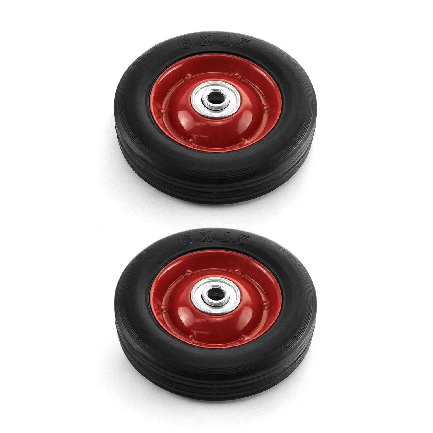 Qwork 2 Pack 6 x 1.5 Axle Premium Rubber Wheel with Ball Bearing - Image 3