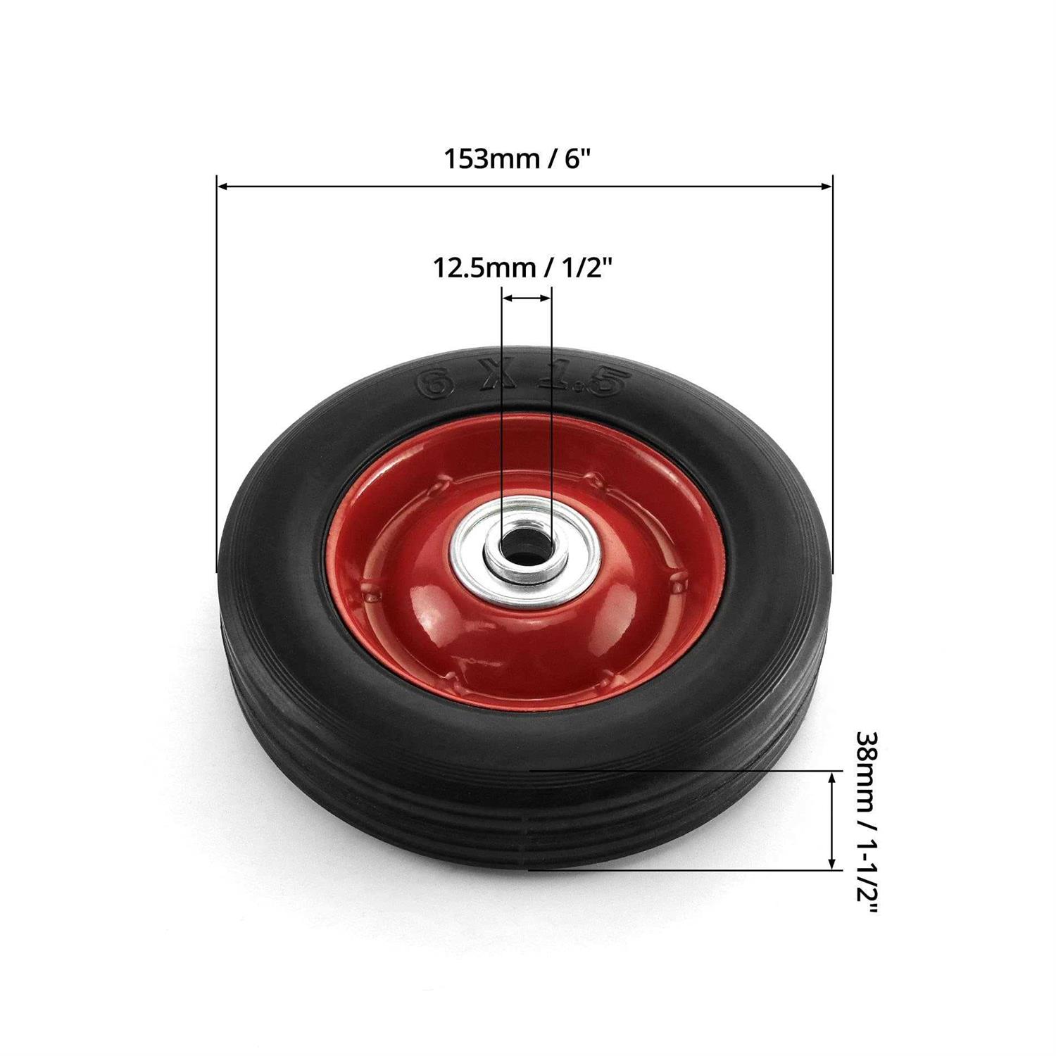 Qwork 2 Pack 6 x 1.5 Axle Premium Rubber Wheel with Ball Bearing - Image 5