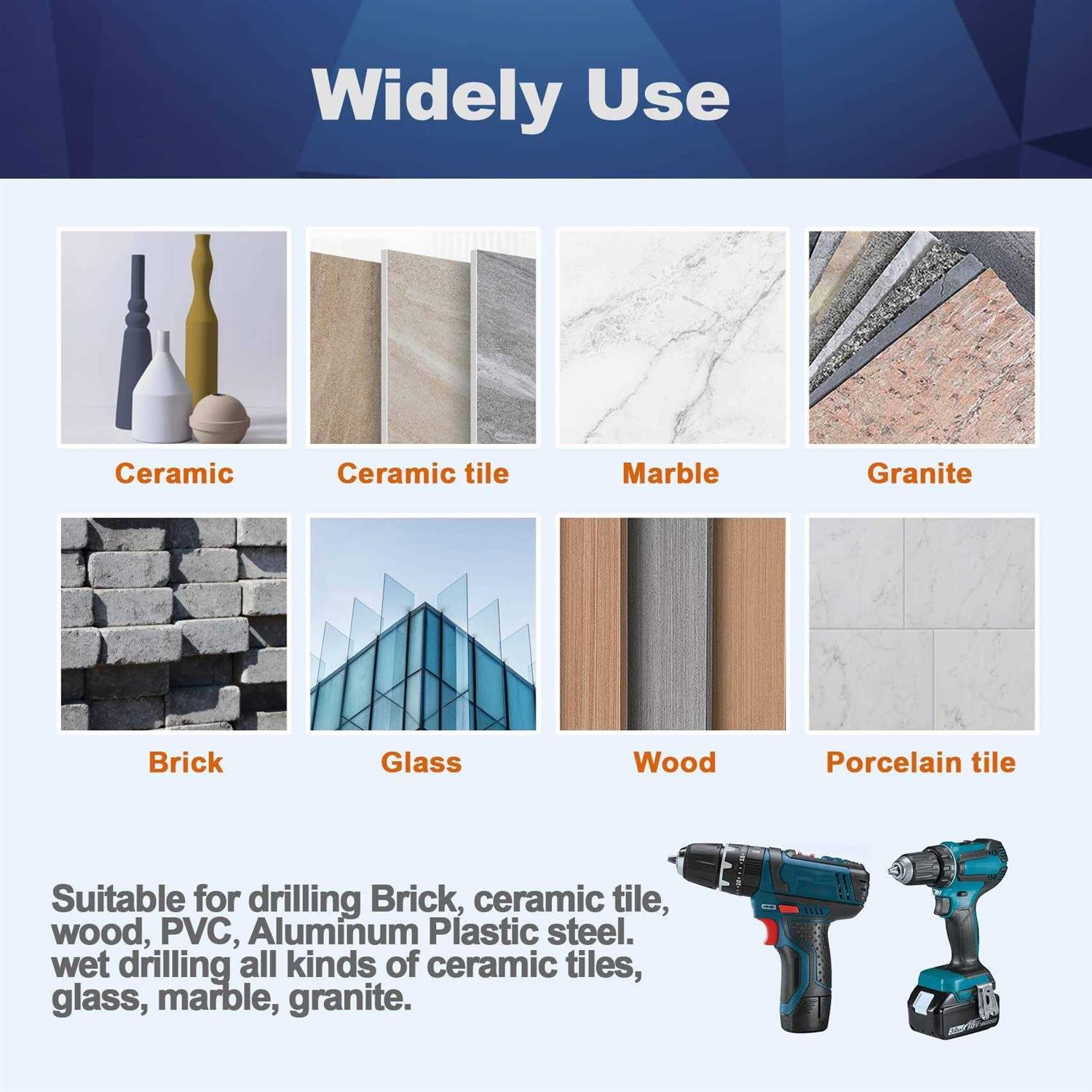 Diamond Drill Bit BRSCHNITT 1/4 1/4 Masonry Drill Bits Set for Porcelain Tile Ceramic Stone Granite Marble,Hex Shank Diamond Hole - Image 4