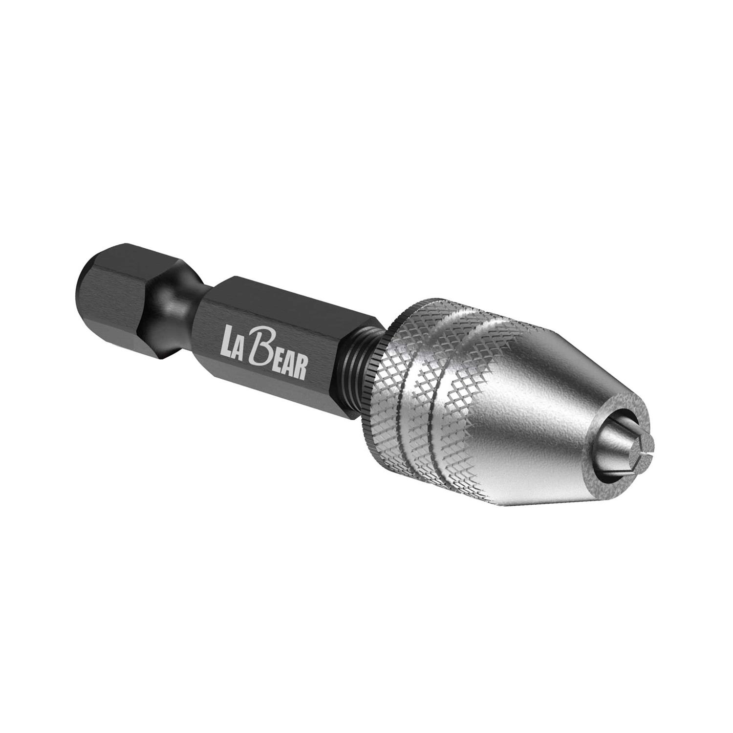 LABEAR Drill Chuck Keyless Mini Adapter ¼ Inch Hex Shank 0.3-3.2mm Capacity for Micro Drill Bits for Cordless Screwdrivers, Drills, and Power