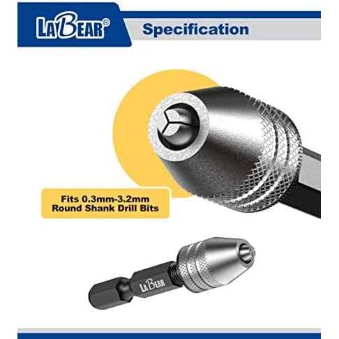 LABEAR Drill Chuck Keyless Mini Adapter ¼ Inch Hex Shank 0.3-3.2mm Capacity for Micro Drill Bits for Cordless Screwdrivers, Drills, and Power - Image 3