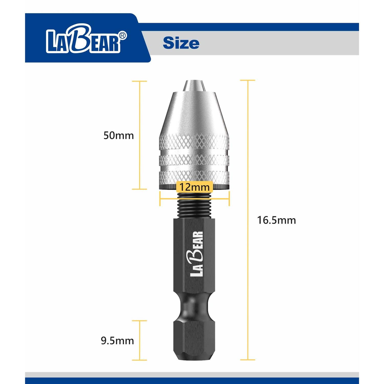 LABEAR Drill Chuck Keyless Mini Adapter ¼ Inch Hex Shank 0.3-3.2mm Capacity for Micro Drill Bits for Cordless Screwdrivers, Drills, and Power - Image 4