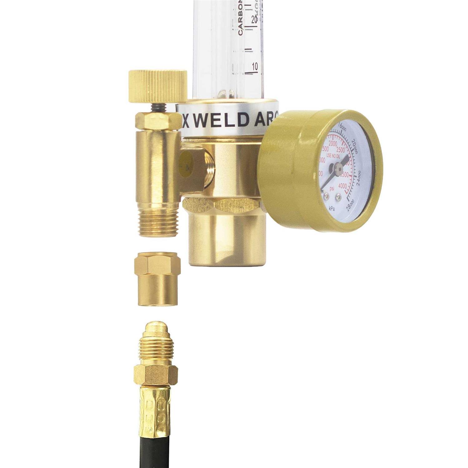 Rx Weld Argon/CO2 Mig Tig Flow Meter Gas Regulator Gauge with Gas Hose Welding Weld - Image 3