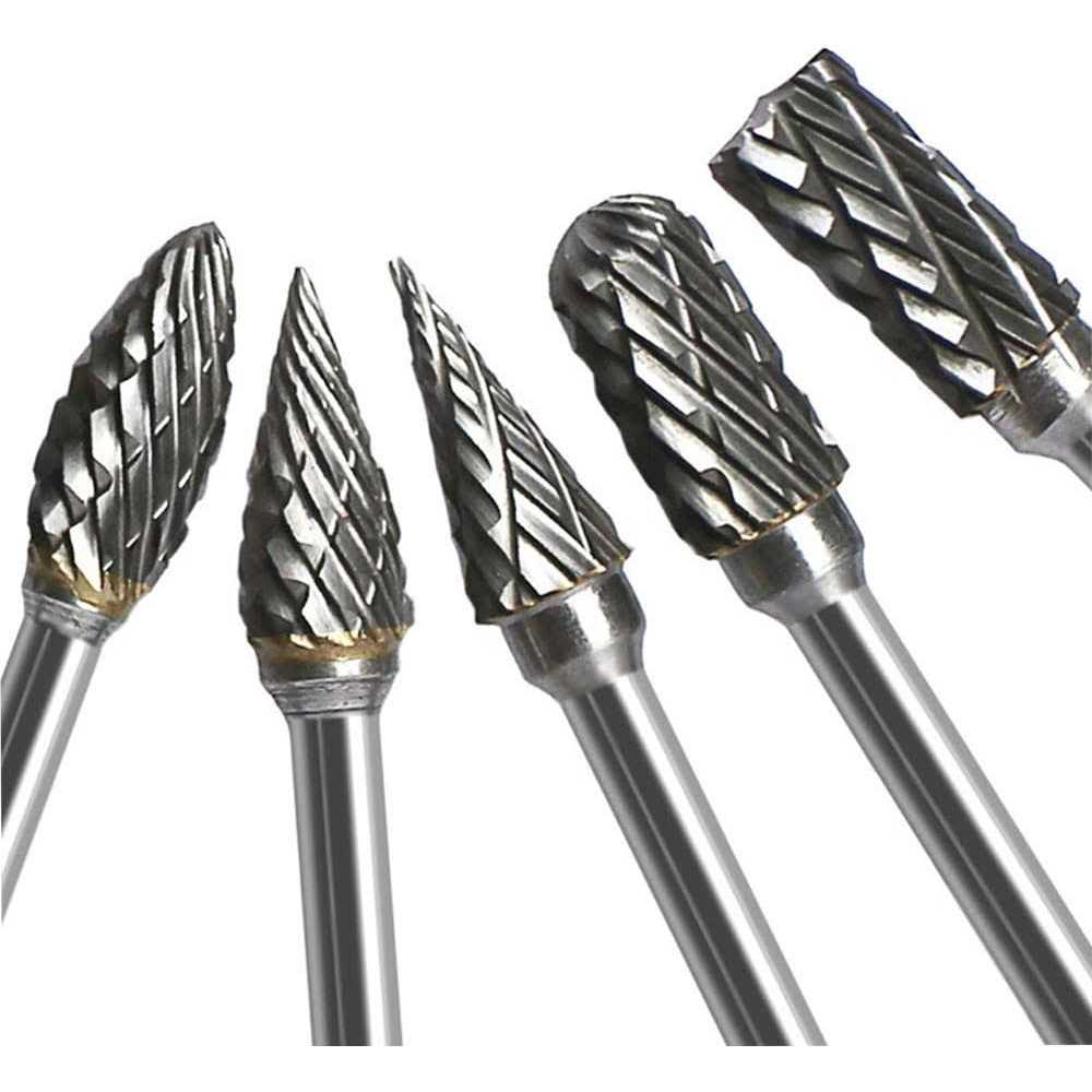 Double Cut Carbide Rotary Burr Set 10 Pcs 1/8 Shank 1/4 Head Length Tungsten Steel For Woodworking,Drilling - Image 4