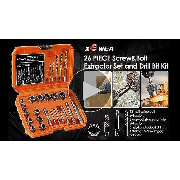 XEWEA 26PCS Screw & Bolt Extractor Set with Left Hand Drill Bit Kit - Image 4