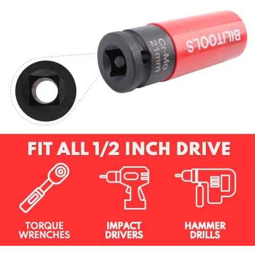 BILITOOLS 1/2 inch Drive Impact Lug Nut Socket Set - Image 5