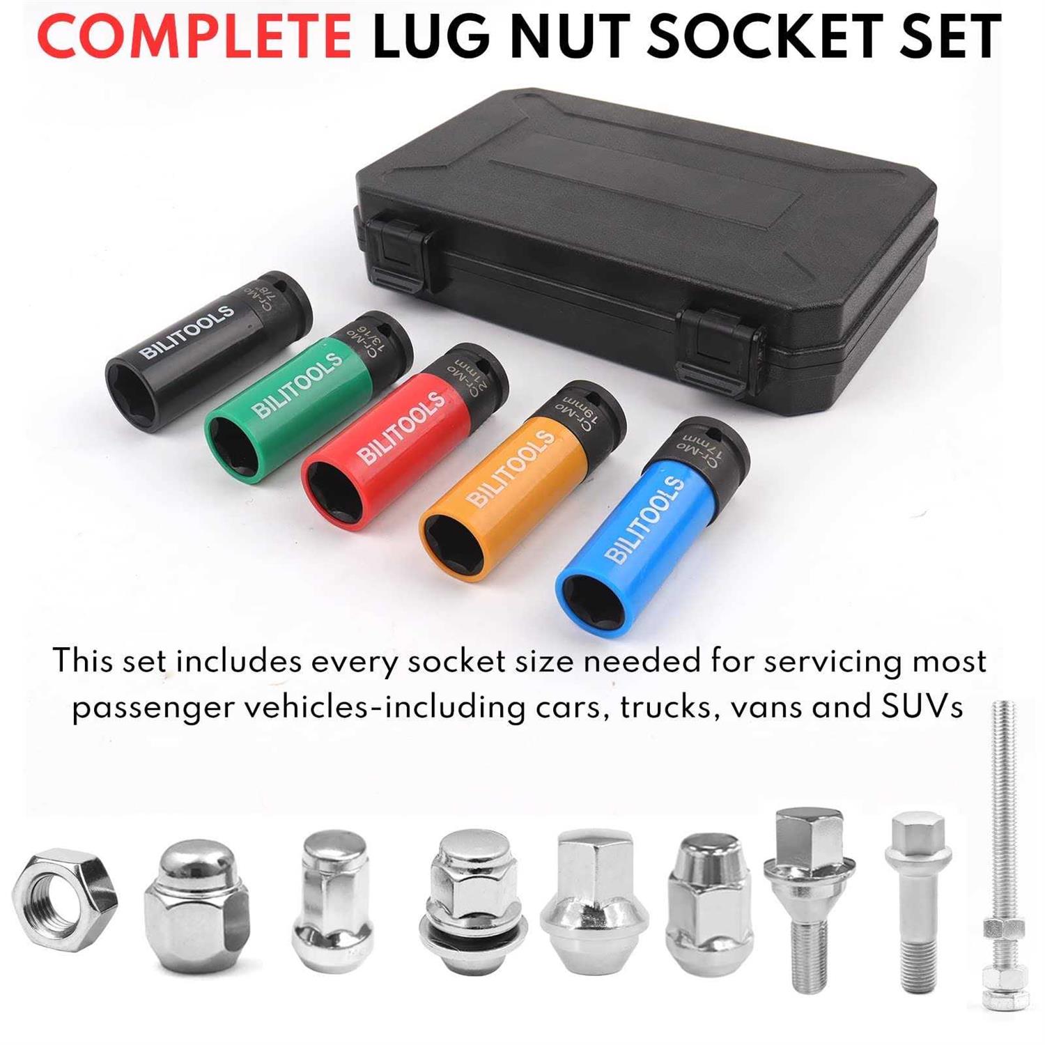 BILITOOLS 1/2 inch Drive Impact Lug Nut Socket Set - Image 3