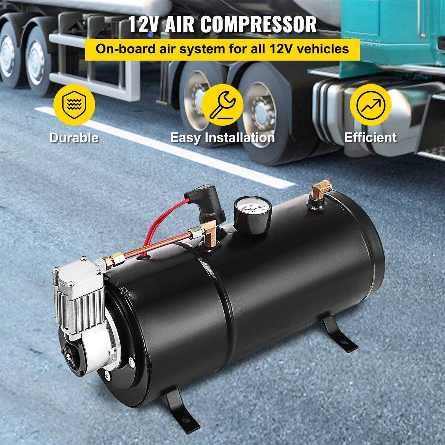 VEVOR 120 PSI 12V Air Compressor & Tank Pump For Air Horn BAGS Vehicle US NEW LBPJ120PSILBYSJ01V0 - Image 3