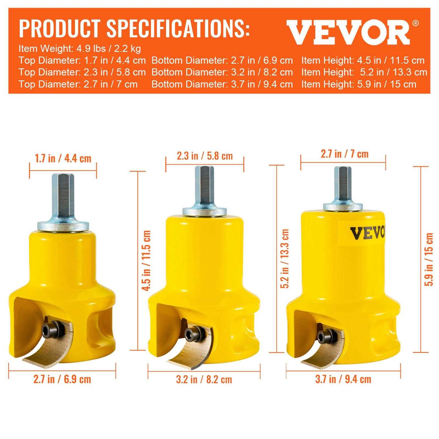 VEVOR Tenon Cutter 1/25.4mm & 1.5 2/50.8mm with Dual Curved Blades & Button Screws Home Master Kit - Image 4