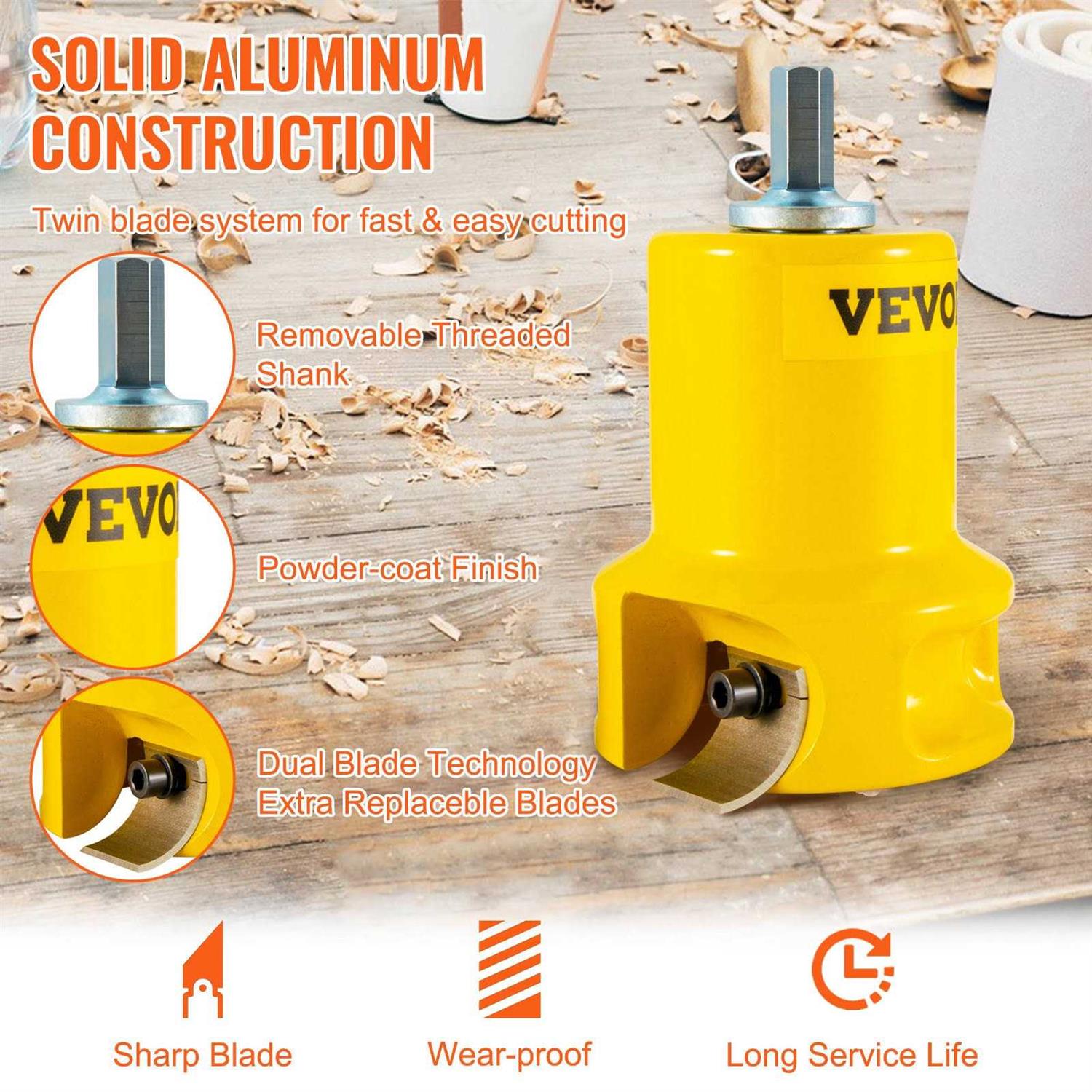 VEVOR Tenon Cutter 1/25.4mm & 1.5 2/50.8mm with Dual Curved Blades & Button Screws Home Master Kit - Image 5