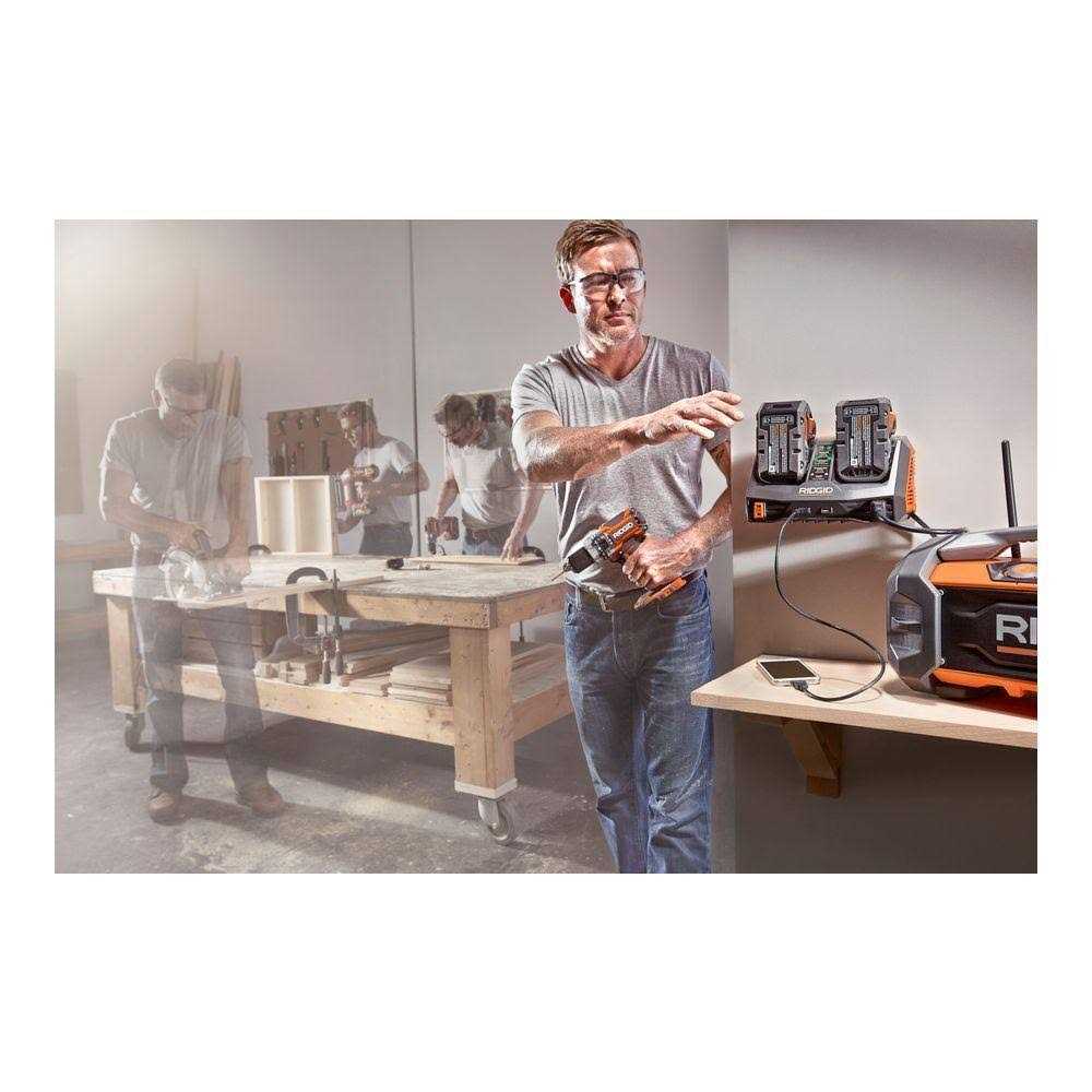 Ridgid Ac840094 Gen5x Dual Port Sequential Charger with Dual USB Ports R840094 - Image 3