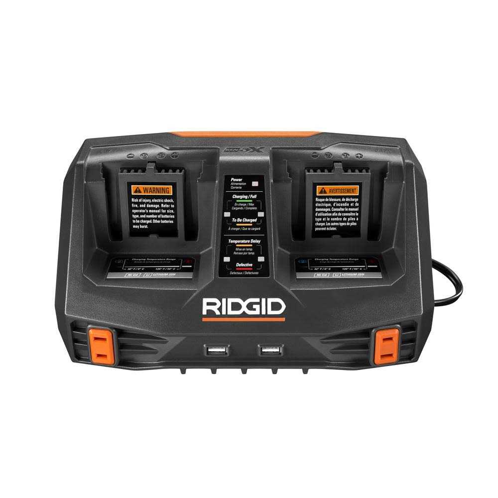 Ridgid Ac840094 Gen5x Dual Port Sequential Charger with Dual USB Ports R840094 - Image 4