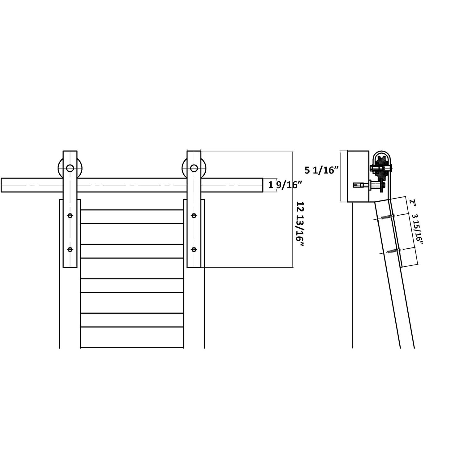 DIYHD Black Rustic Sliding Library Hardware - Image 4