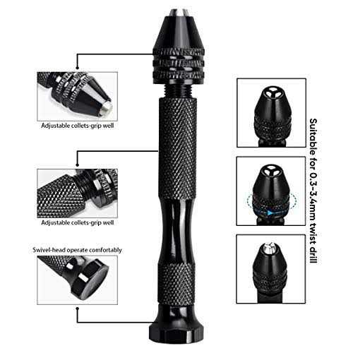 Augenweide 62 Pieces Pin Vises Hand Drill Bits Set Micro Twist Manual Rotary Hobby Drill Tools with Clamp for Jewelry Making - Image 4