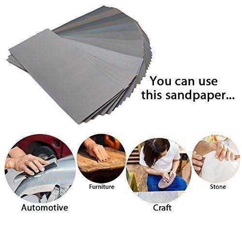 BAISDY 45Pcs Wet Dry Sandpaper 400/600/ 800/1000/ 1200/1500/ 2000/2500/ 3000 Grit Assorted Sanding Sheets for Automotive Polishing - Image 4