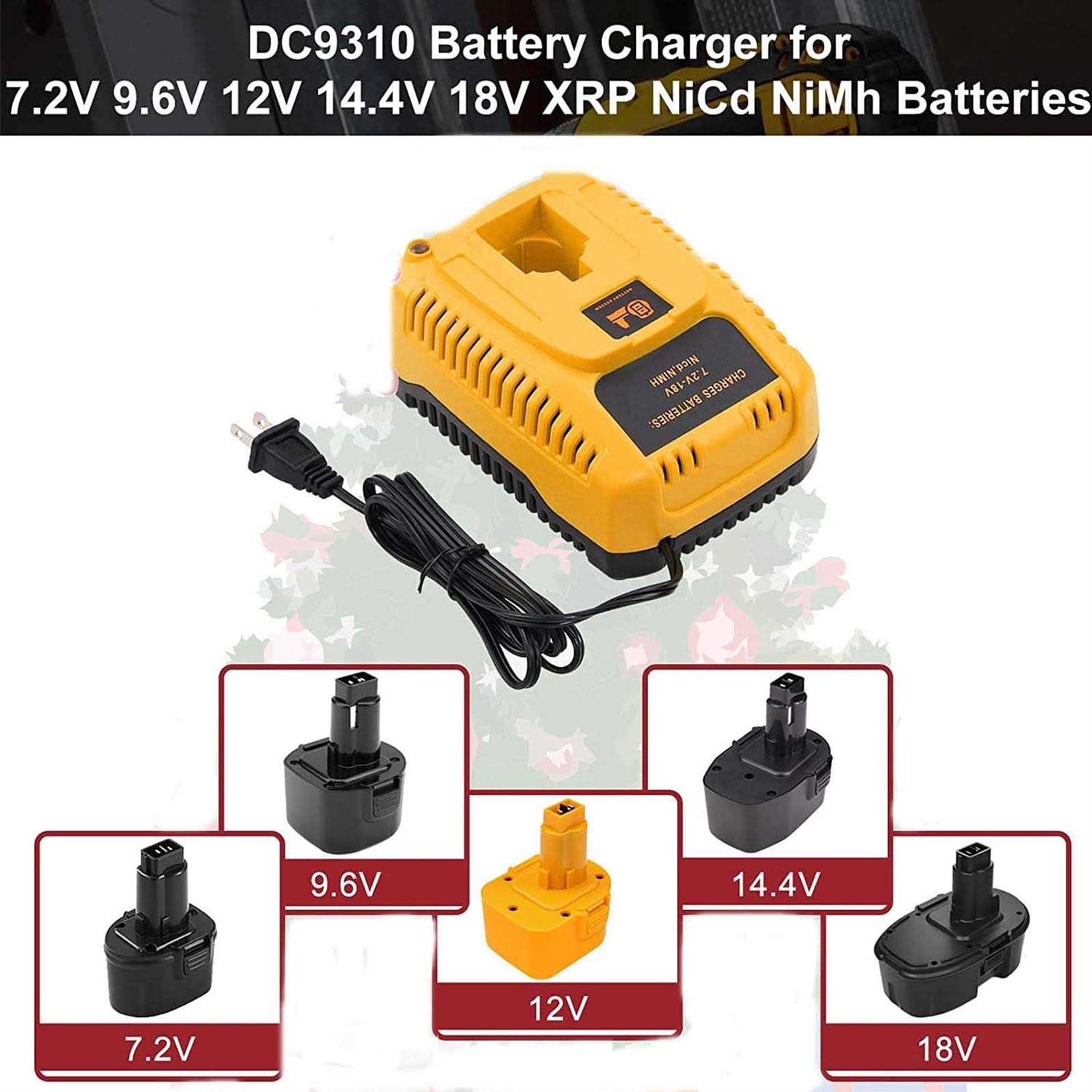 DC9310 Fast Battery Charger Replacement for Dewalt 7.2V 9.6V 12V 14.4V 18V XRP NiCd&NiMh Batteries Charger Compatible with DC9096 DC9098 DC9099 - Image 3