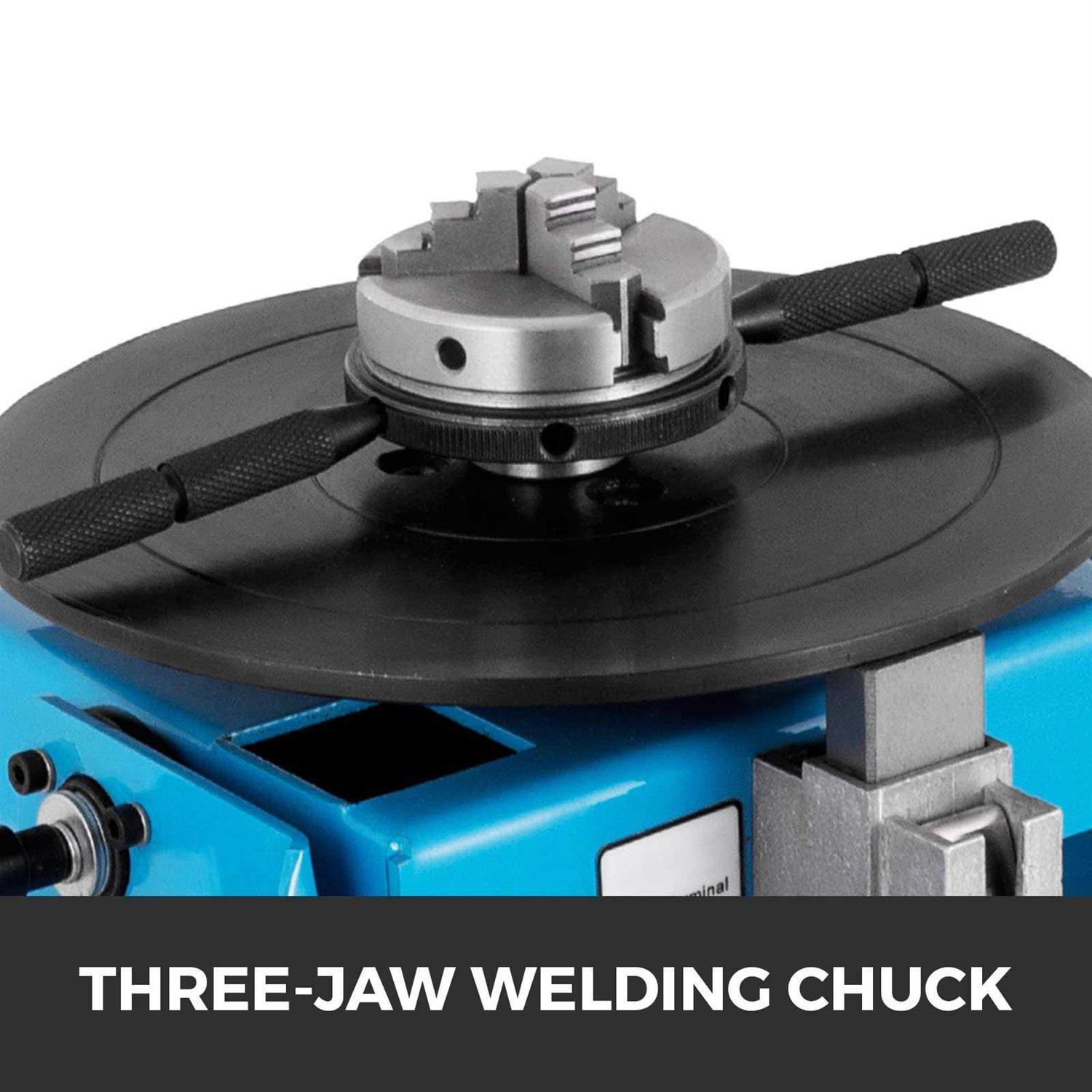 VEVOR 10kg Rotary Welding Positioner Turntable Table 110V Mini 0 to 90Welding Positioner Positioning Turntable 2.5 Inch 3 Jaw Lathe Chuck 180mm HJTHJDWQZT0000001V1 - Image 4