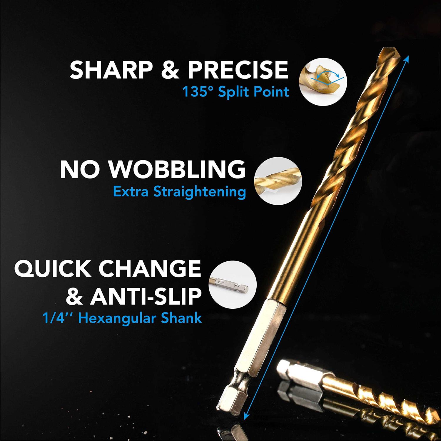 Generic amoolo Titanium Drill Bits Premium 4341 HSS Metal Drill Bits for Wood - Image 5