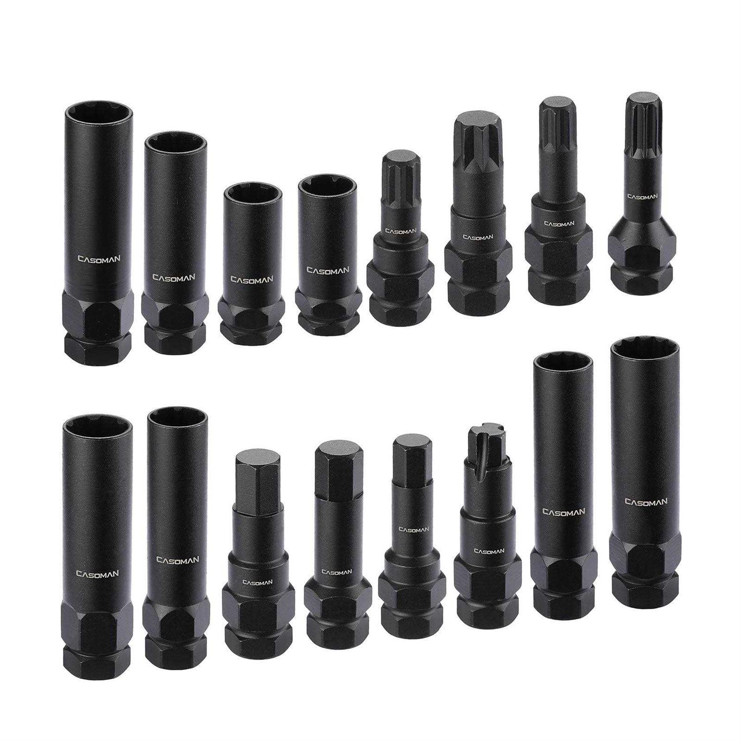 Casoman 16 Pieces Wheel Lock Removal Tool Kit SAE/Metric Locking Lug Nut Master Key Set for Removing Locking Lug Nuts - Image 4