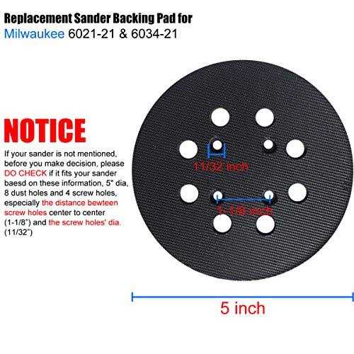 5 Inch 8 Hole Replacement Sander Pad for Milwaukee 6021-21, 6034-21 2648-20, 2648-21 Random Orbit Sanders - Image 3