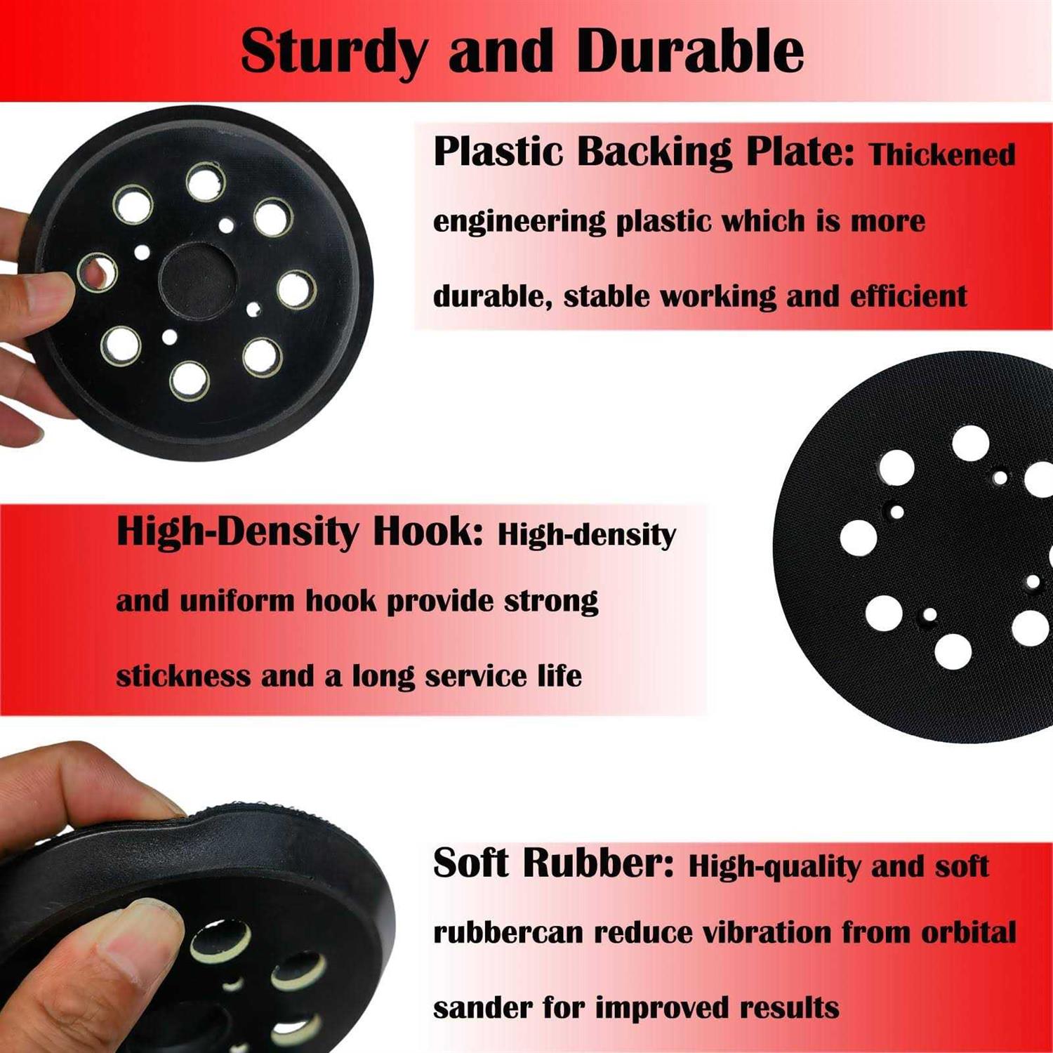 5 Inch 8 Hole Replacement Sander Pad for Milwaukee 6021-21, 6034-21 2648-20, 2648-21 Random Orbit Sanders - Image 5