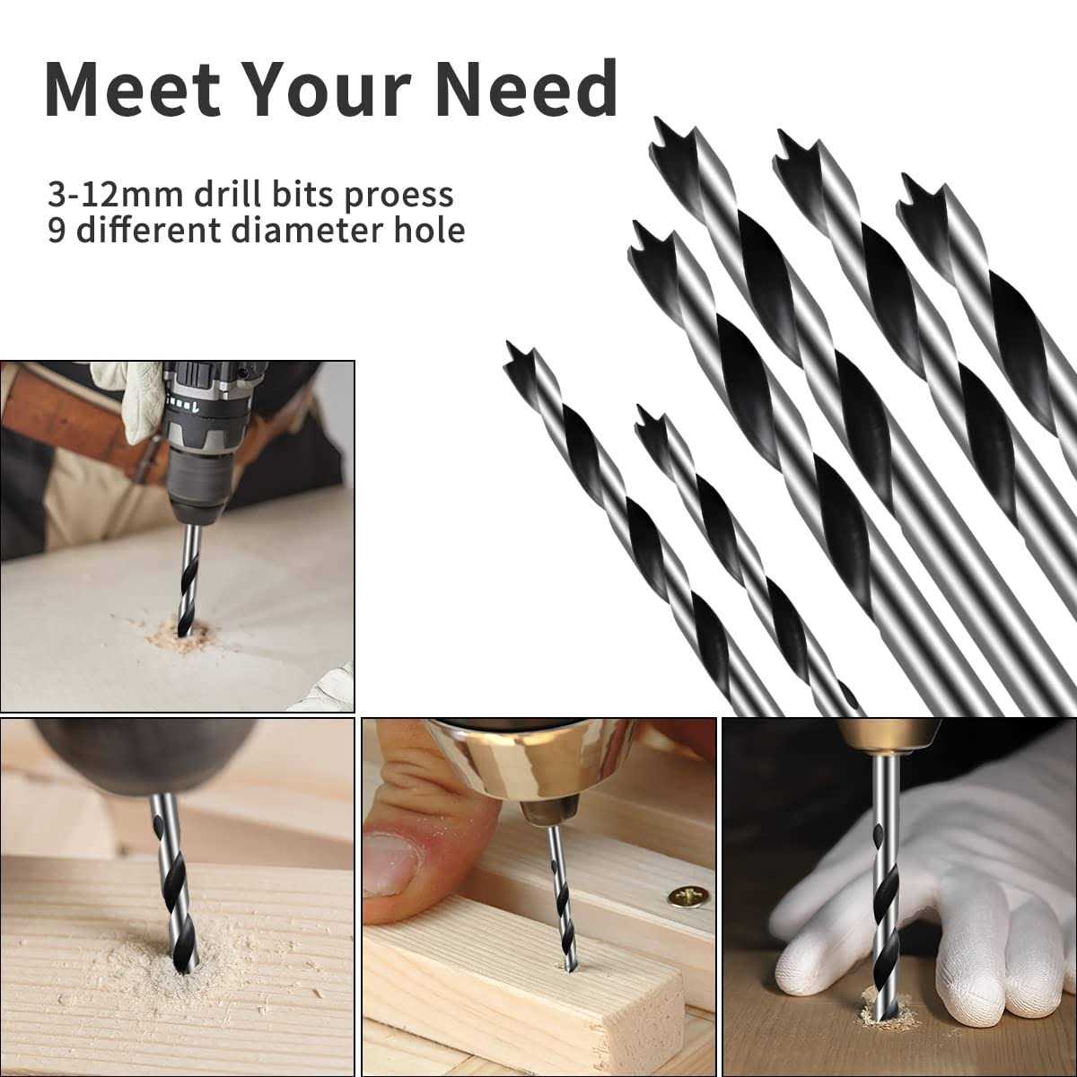 OWL TOOLS Brad Point Wood Drill Bit Set Carpenters Quality - Image 3